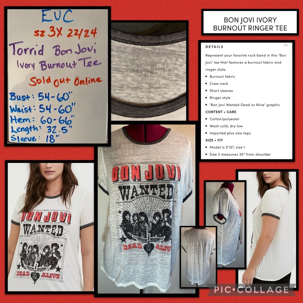 TORRID BON JOVI IVORY BURNOUT RINGER TEE